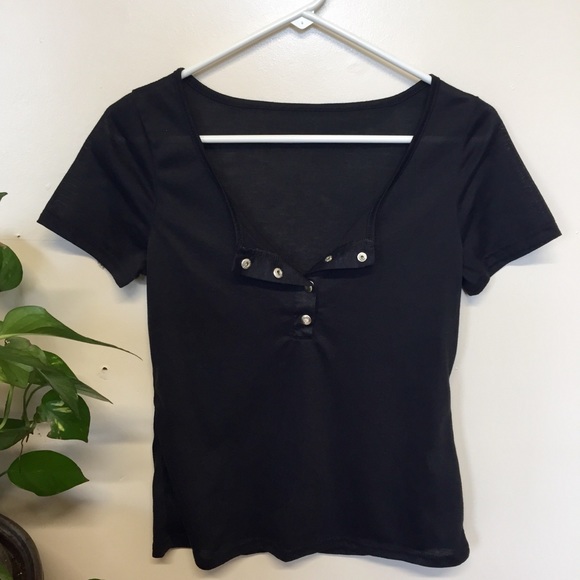 Snap Button Henley Tee - Picture 1 of 4